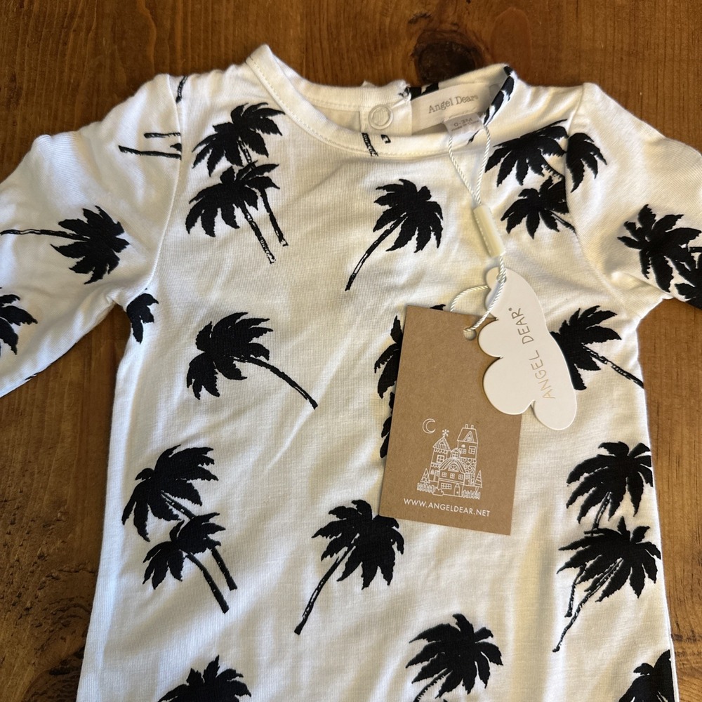 ANGEL DEAR Bamboo Sleeper Gown 0-3 Months Palm Trees NWT